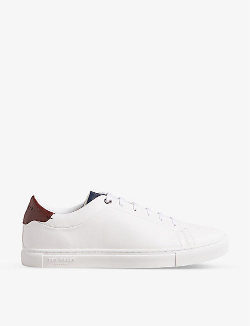 TED BAKER: Tribola logo-embossed leather trainers