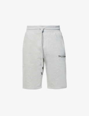 Shop True Religion Logo-print Cotton-blend Shorts In Heather Grey