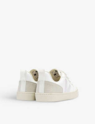Shop Veja Girls White Kids V10 Organic-cotton And Faux-suede Low-top Trainers 6-9 Years