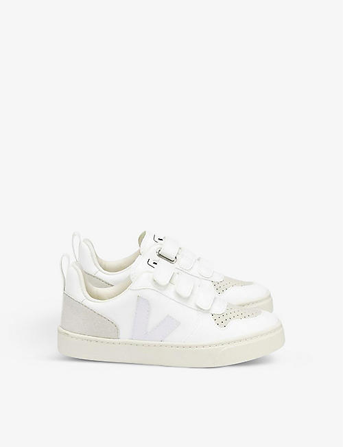 VEJA: V10 organic-cotton and faux-suede low-top trainers 6-9 years