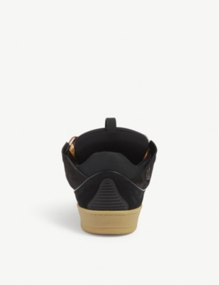 LANVIN: Curb lace-up leather, suede and mesh low-top trainers