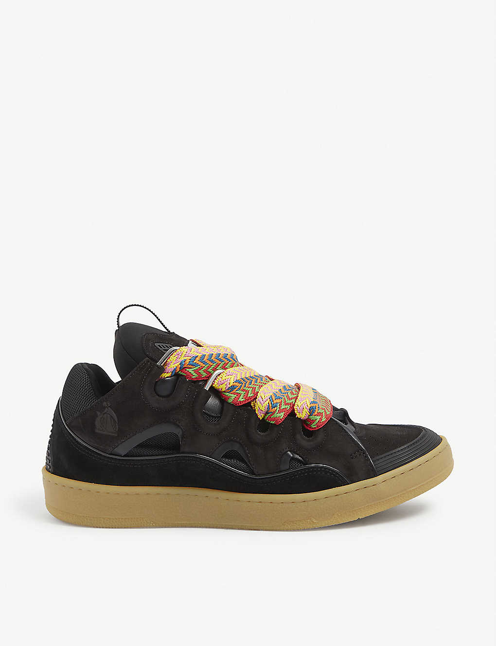 Lanvin Men's Black Curb Lace-up Leather, Suede And Mesh Low-top Trainers
