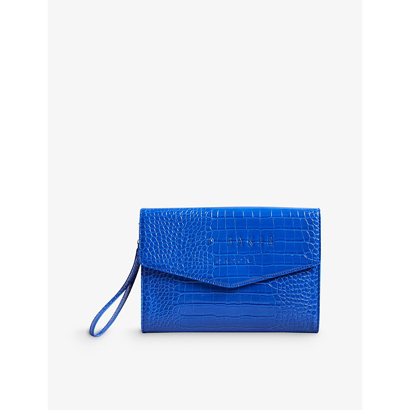 Ted Baker Womens Brt-blue Crocey Croc-effect Faux-leather Clutch