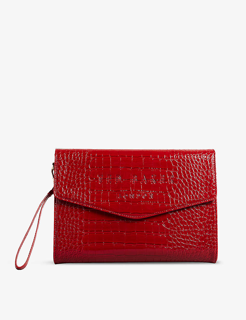 Ted Baker Womens Red Crocey Croc-effect Faux-leather Clutch