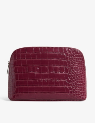 Ted Baker Crocala Faux-leather Make-up Bag In Dp-purple