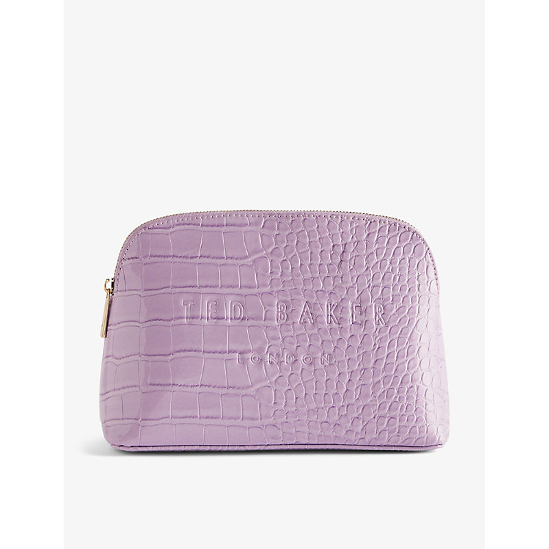Ted Baker Lilac Crocala Faux-leather Make-up Bag In Purple