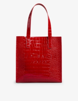 Ted Baker Womens Red Reptcon Faux-leather Shopper Tote Bag