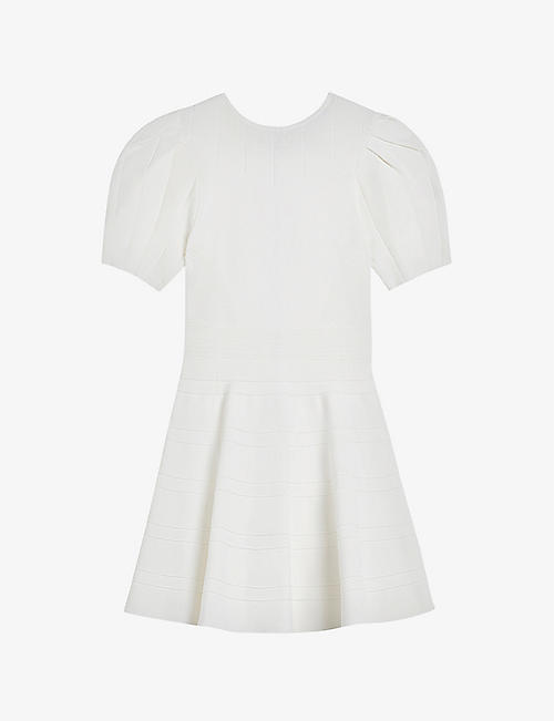 TED BAKER: Velvey puff-sleeve stretch-woven mini dress