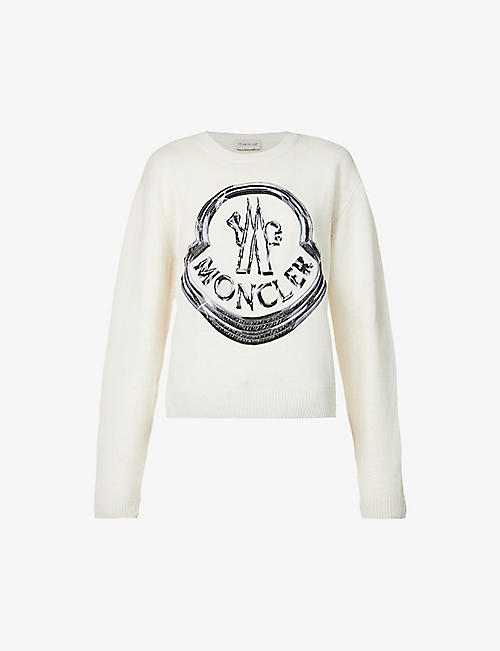 MONCLER: Brand-embroidered wool and cashmere-blend jumper