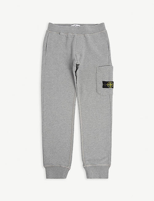 STONE ISLAND: Brand-patch tapered cotton-jersey jogging bottoms 4-14 years