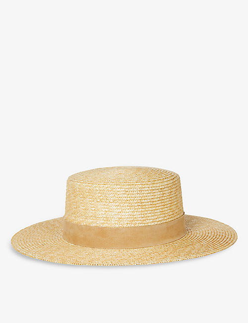 LACK OF COLOR: Spencer suede-trimmed straw boater hat