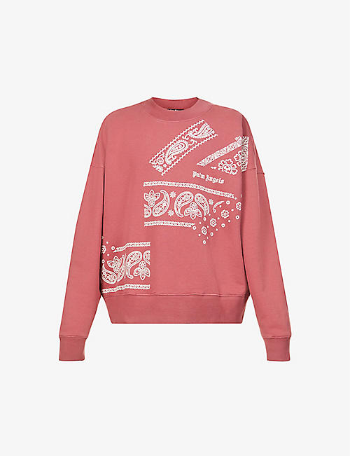 PALM ANGELS: Bandana-print crewneck cotton-jersey sweatshirt