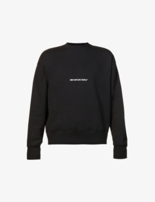 Shop Mki Miyuki Zoku Mki Miyuki-zoku Men's Black Staple Brand-print Cotton-blend Sweatshirt