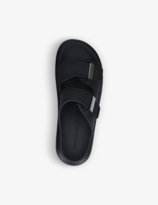 Shop Alexander Mcqueen Men's Black Hybrid Double-buckle Leather Sandals