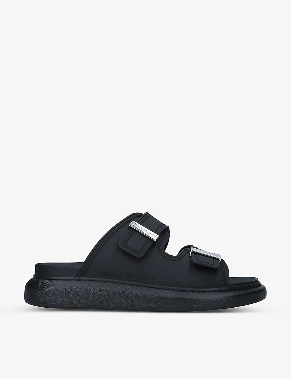 Shop Alexander Mcqueen Hybrid Double-buckle Leather Sandals In Black