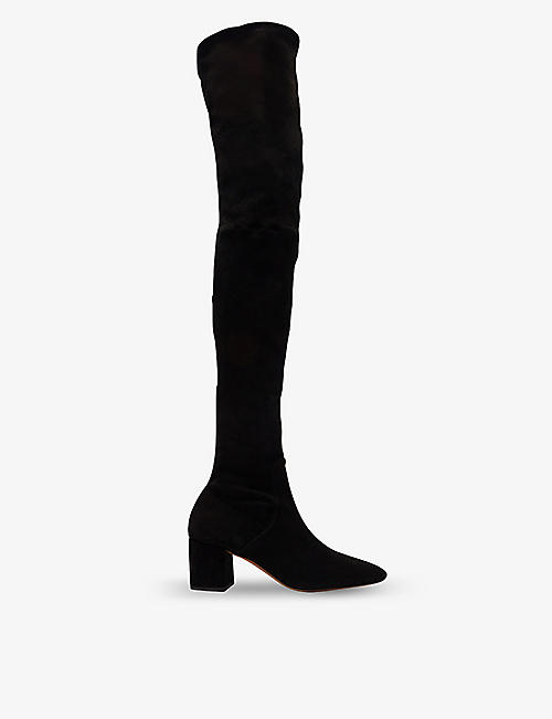 MAJE: Thigh-high block-heel suede boots