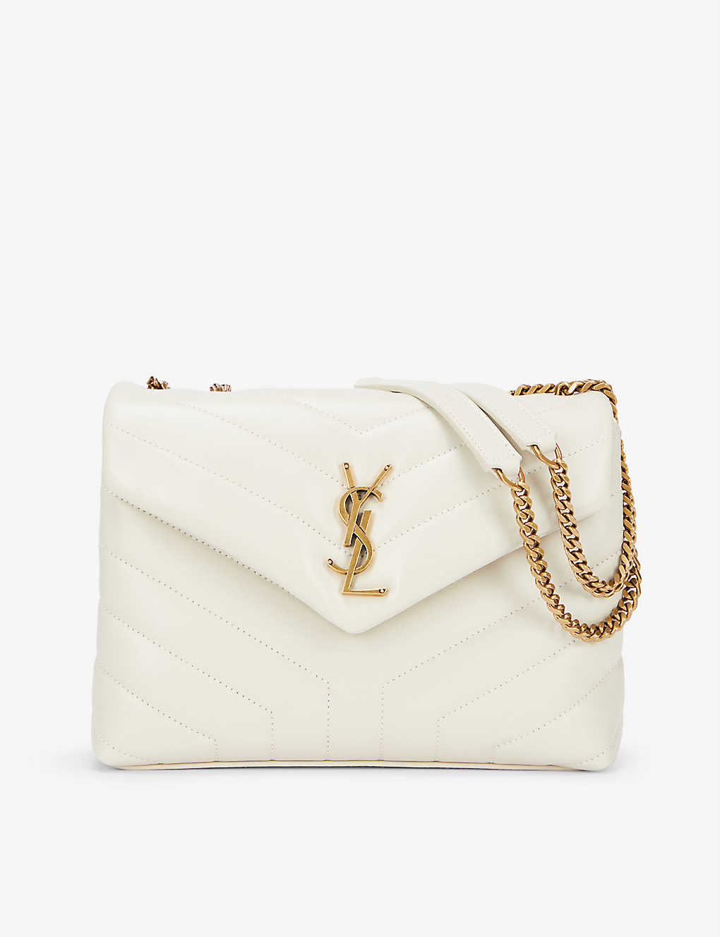 Saint Laurent Loulou Small Leather Shoulder Bag In Cream