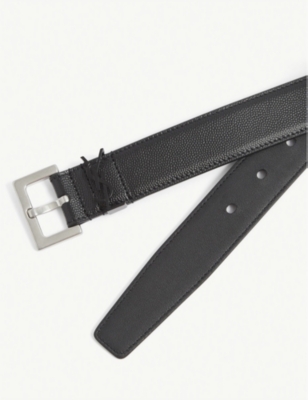 SAINT LAURENT Monogram logo-embossed leather belt