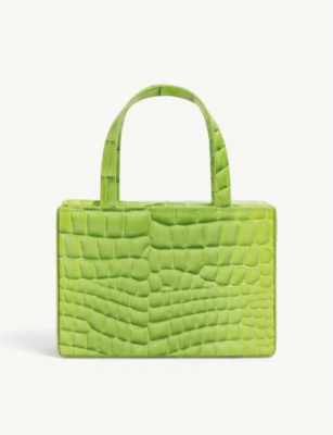Amina Muaddi Green Ombre Amini Giorgia Croc-embossed Leather Top-handle Bag