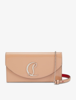 Shop Christian Louboutin Women's Nude/silver Loubi54 Logo-plaque Leather Clutch Bag