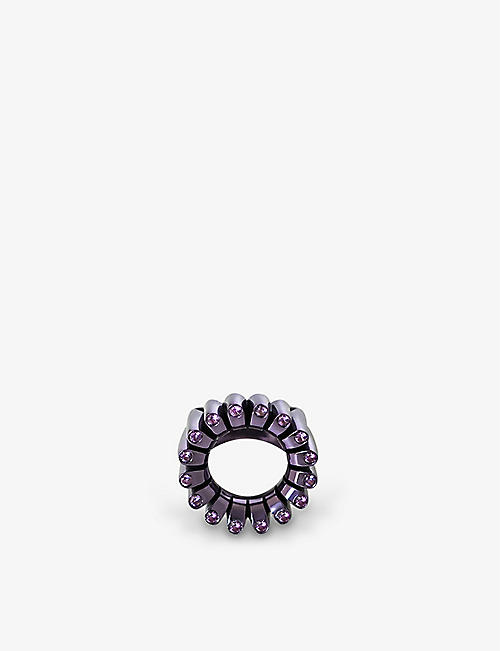 LA MAISON COUTURE: Flora Bhattachary Lakshmi Glow ceramic-coated recycled silver and 0.45ct amethyst ring