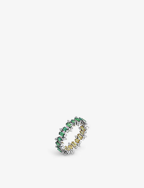 LA MAISON COUTURE：Myriam Soseilos 9K 白金、黄水晶、绿宝石和白色蓝宝石戒指