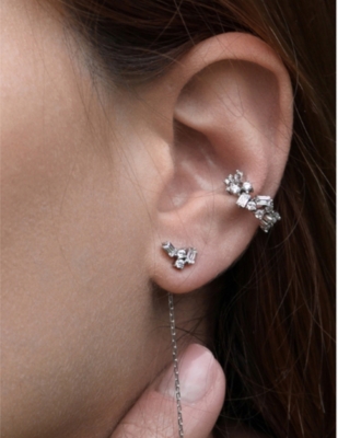 LA MAISON COUTURE: Myriam Soseilos 9ct white-gold and white sapphire earring