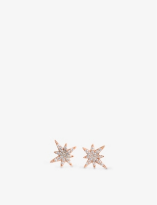 La Maison Couture Myriam Soseilos Astral 9ct Rose-gold And White Sapphire Stud Earrings In Rose Gold