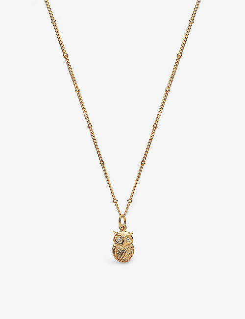 LA MAISON COUTURE: With Love Darling #4 Wisdom 14ct gold-plated vermeil sterling-silver and zircon pendant necklace