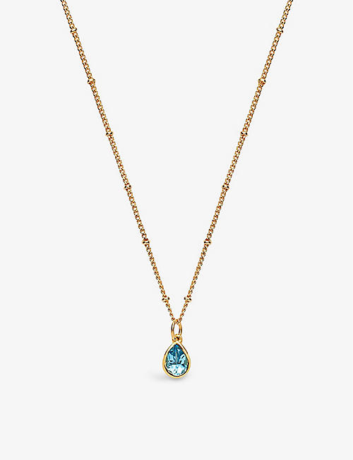 LA MAISON COUTURE: With Love Darling #6 Water Drop 14ct gold-plated vermeil sterling-silver and zircon pendant necklace
