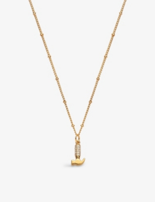 La Maison Couture Womens With Love Darling #8 Hammer 14ct Gold-plated Vermeil Sterling-silver And Zircon Pendant Neckl