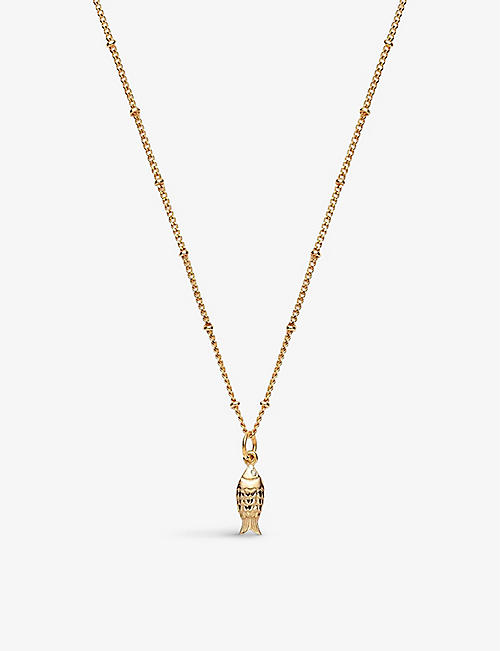 LA MAISON COUTURE: With Love Darling #14 Fish 14ct yellow gold-plated vermeil sterling-silver necklace
