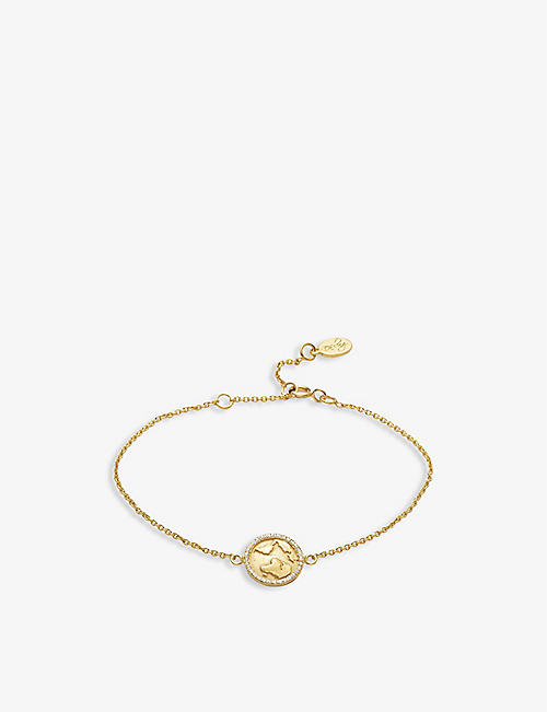 LA MAISON COUTURE: With Love Darling #13 Earth 14ct yellow gold-plated vermeil sterling-silver and zirconia bracelet