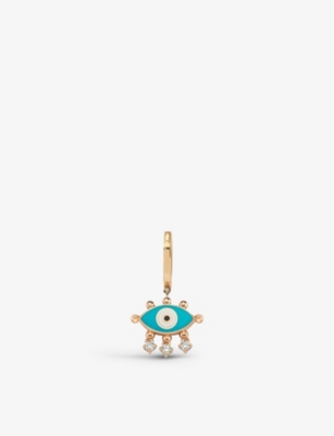 La Maison Couture Women's Turquoise Selda Jewellery Evil Eye 14ct Rose-gold, 0.08ct Diamond And Enam