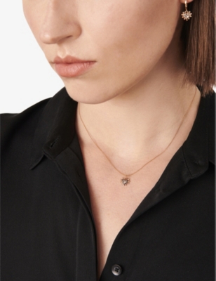La Maison Couture Womens Champagne Selda Heart 14ct Rose Gold, 0.07ct Brilliant-cut Diamond And 0.02ct Brilliant-cut W In Champagne