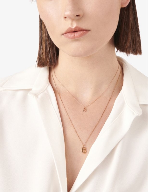 La Maison Couture x Selda ‘B’ Initial 14ct Rose-Gold and 0.01ct Diamond Necklace