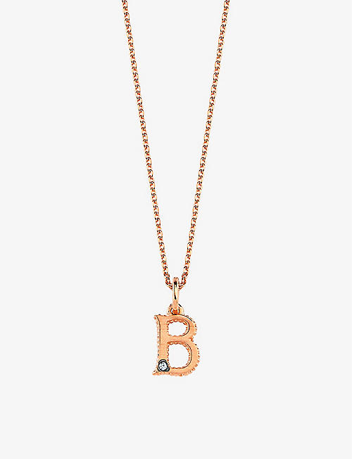 LA MAISON COUTURE: Selda ‘B’ Initial 14ct rose-gold and 0.01ct diamond necklace