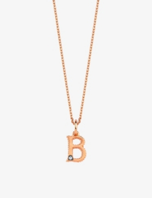 La Maison Couture Women's Rose Gold Selda ‘b' Initial 14ct Rose-gold And 0.01ct Diamond Necklace