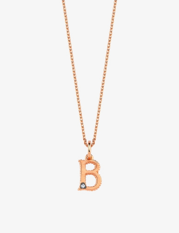 La Maison Couture x Selda ‘B’ Initial 14ct Rose-Gold and 0.01ct Diamond Necklace