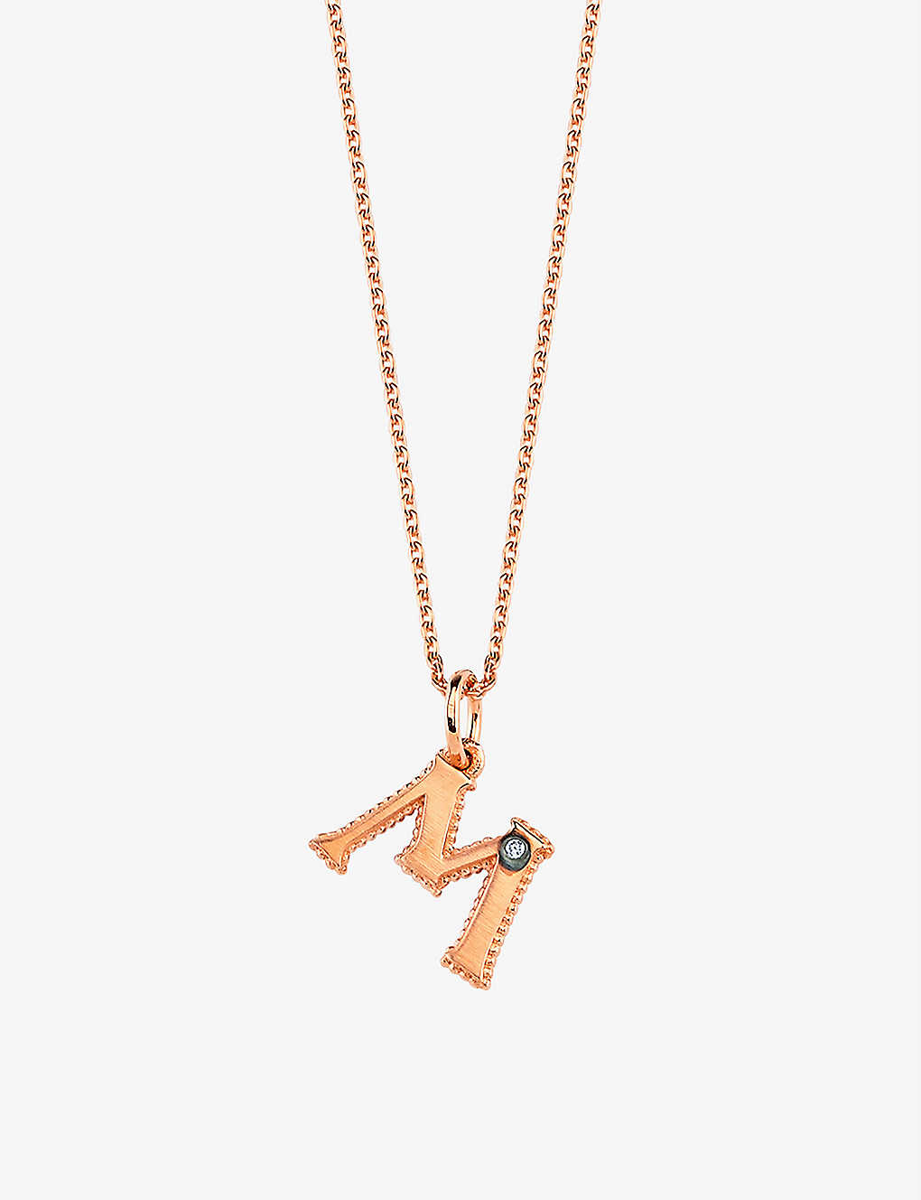 La Maison Couture Selda ‘m' Initial 14ct Rose-gold And 0.01ct Diamond Necklace In Rose Gold