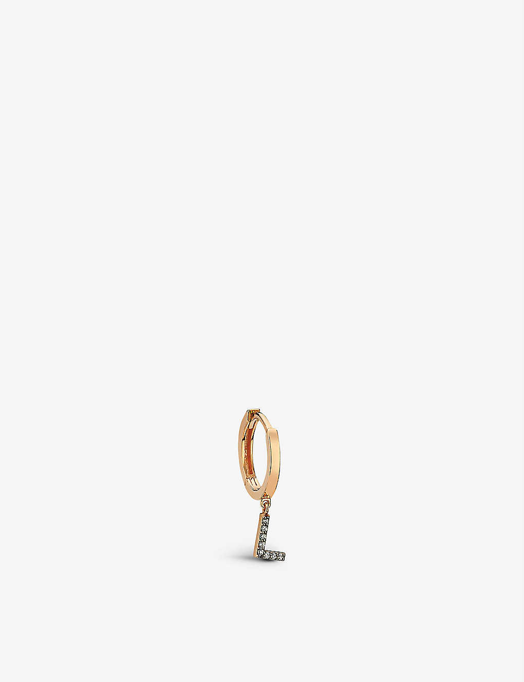 La Maison Couture Selda ‘l' Initial 14ct Rose-gold And 0.03ct Diamond Huggie Earring In Rose Gold
