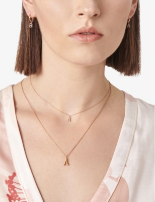 La Maison Couture Womens Rose Gold Selda 'b' Initial 14ct Rose-gold And 0.06ct Diamond Single Huggie Earring In Rose Gold