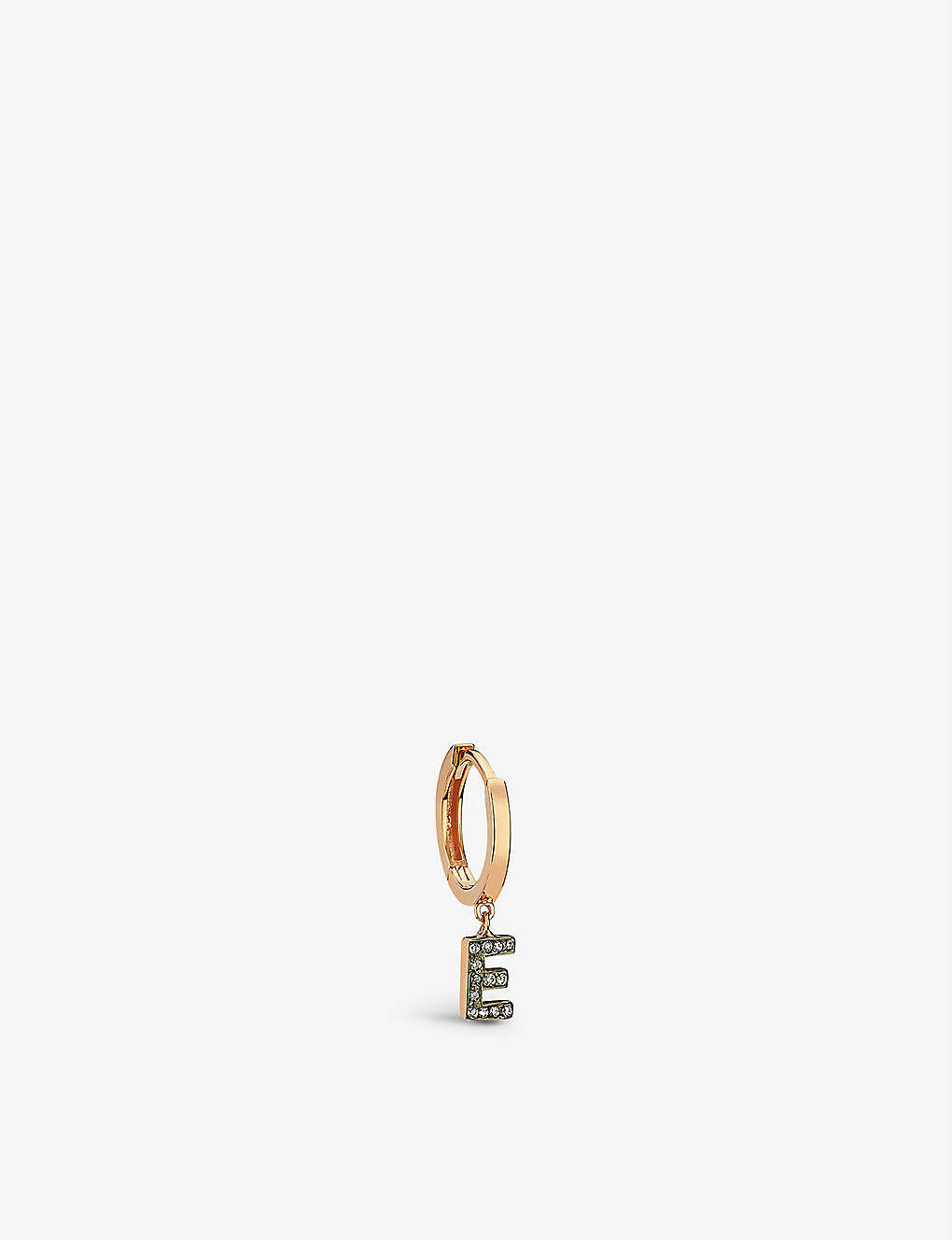 La Maison Couture Selda ‘e' Initial 14ct Rose-gold And 0.05ct Diamond Single Huggie Earring In Rose Gold