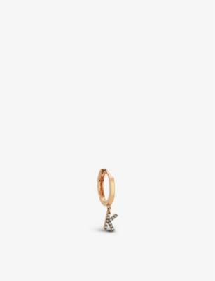La Maison Couture Selda ‘k' Initial 14ct Rose-gold And 0.04ct Diamond Huggie Earring In Rose Gold