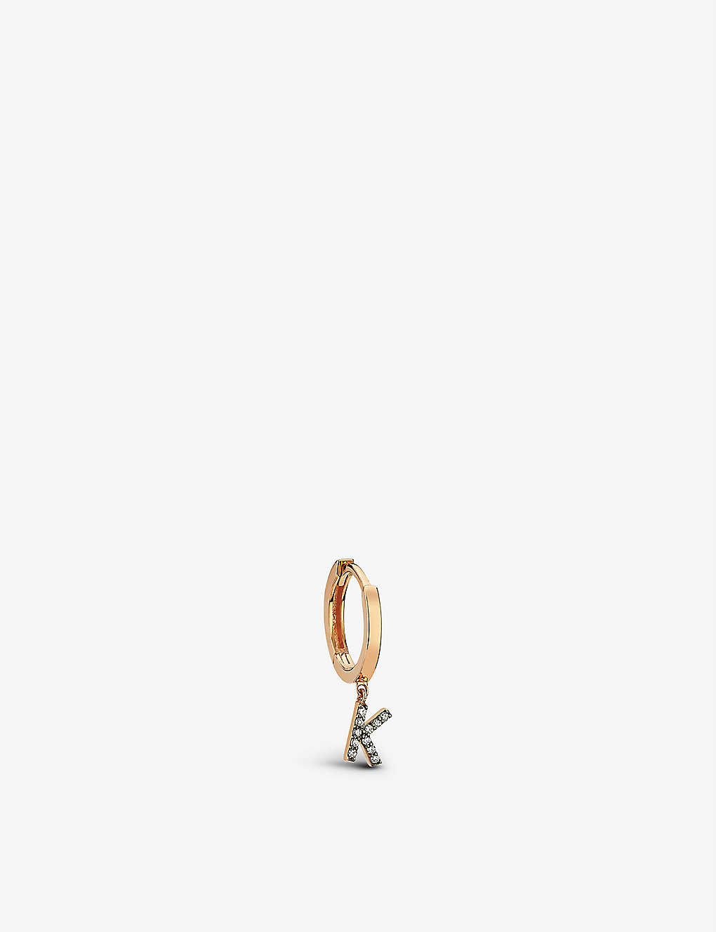 La Maison Couture Selda ‘k' Initial 14ct Rose-gold And 0.04ct Diamond Huggie Earring In Rose Gold