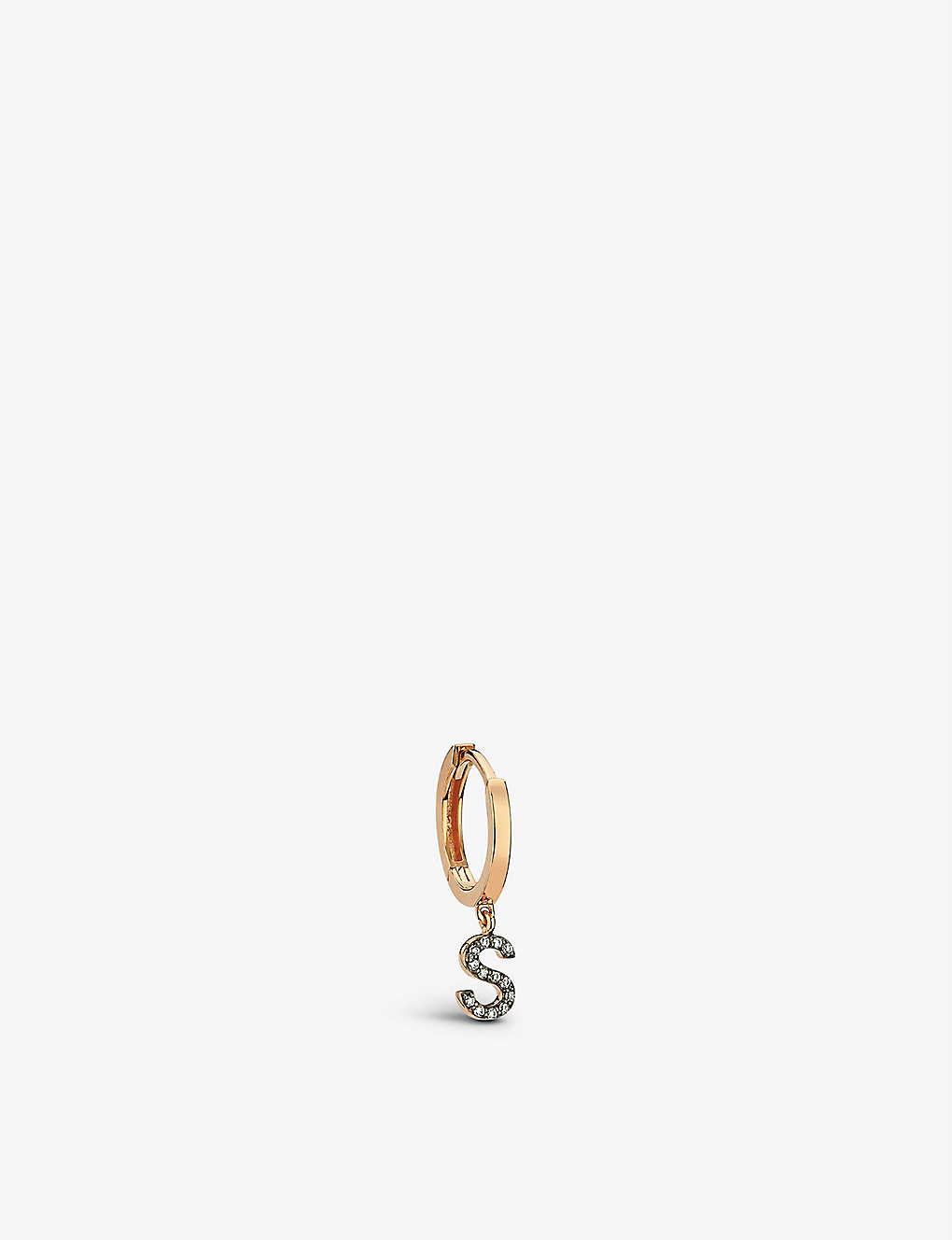 La Maison Couture Selda ‘s' Initial 14ct Rose-gold And 0.04ct Diamond Huggie Earring In Rose Gold
