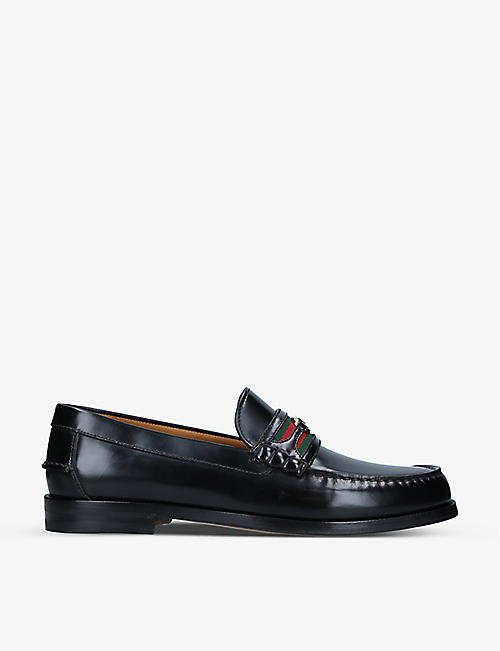 GUCCI: Kaveh interlocking-G leather loafers
