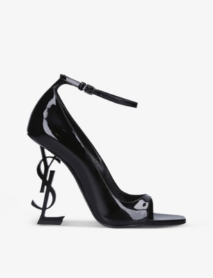 Shop Saint Laurent Women's Black Tower 110 Crystal-embellished Satin Court Heels