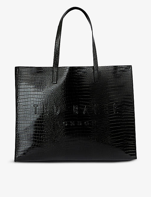 TED BAKER: Croc-detail Icon leather tote bag