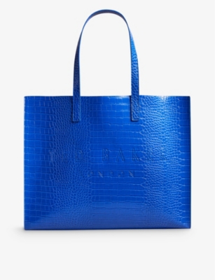 Ted Baker Womens Brt-blue Croc-detail Icon Leather Tote Bag